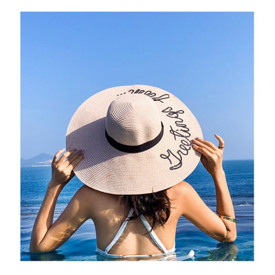Beach hat women's summer big brim letters love