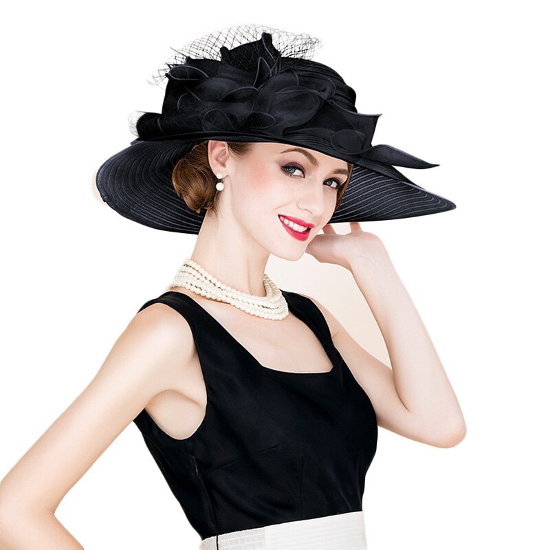 Black White Elegant Women Church Hats