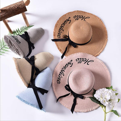 Handmade Weave letter Sun Hats For Women