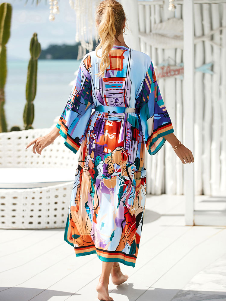 Boho Printed Long Kimono