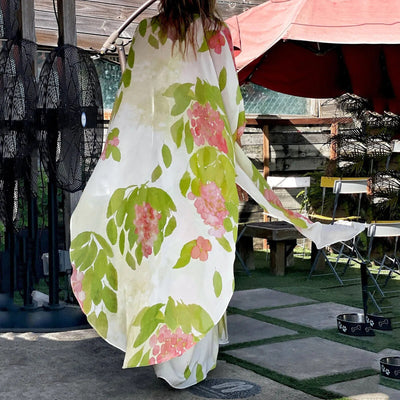 Cover-ups Beach Kimono Green Print Floral