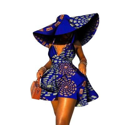 African Sexy Sleeveless V-neck Rompers