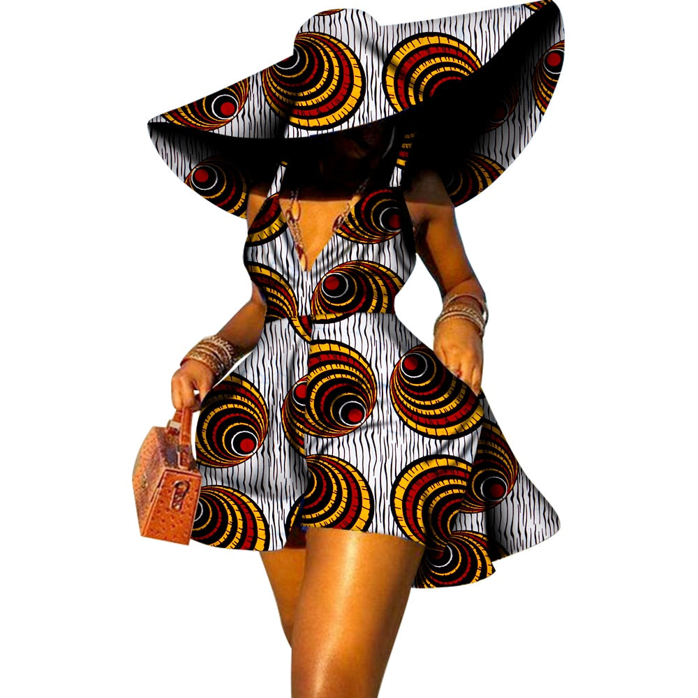 African Sexy Sleeveless V-neck Rompers